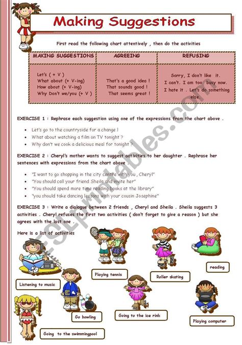 MAKING SUGGESTIONS ESL Worksheet By Ikebana