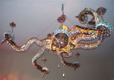 Stained Glass Octopus Chandelier