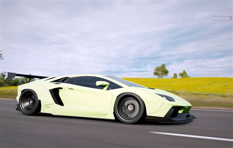 Wallpaper Supercar Lamborghini Aventador Forza Horizon 3 Lyberty