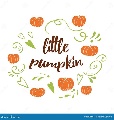 Little Pumpkin Baby Shower Hand Drawn Fall Design With Green Cute