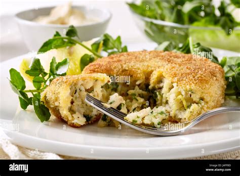 Smoked Haddock Fish Cake Stock Photo Alamy