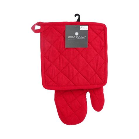 Gant et manique matelassés en coton Rouge Veo shop