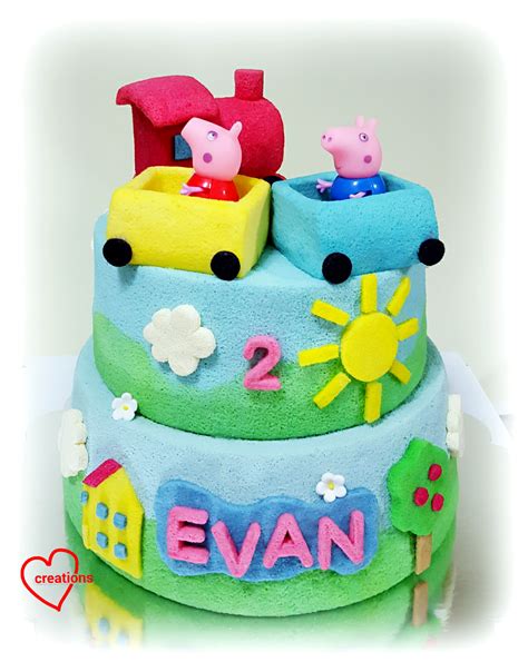 Loving Creations for You: Peppa Pig Train 2-Tier Chiffon Cake