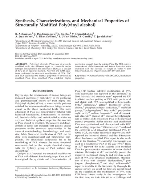 Pdf Synthesis Characterizations And Mechanical Properties Of