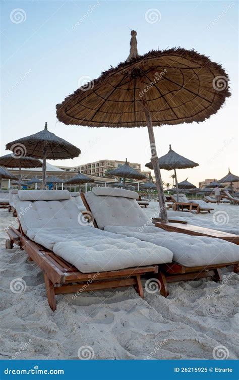 Sun Loungers On A Tropical Beach Stock Image Image Of Outdoors