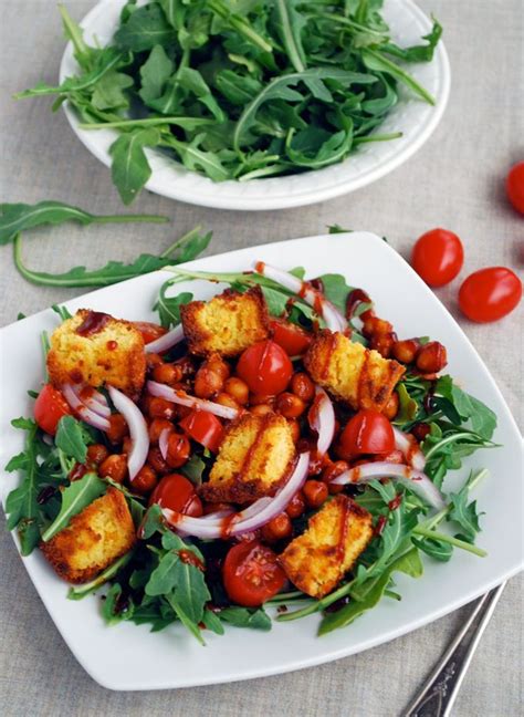 Bbq Chickpea Salad With Cornbread Croutons Vegetarian Barbecue