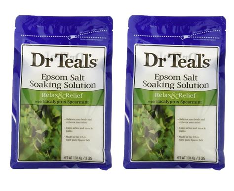 Dr Teal S Pure Epsom Salt Soaking Solution Eucalyptus And Spearmint 3 Lbs 2 Pack Bundle