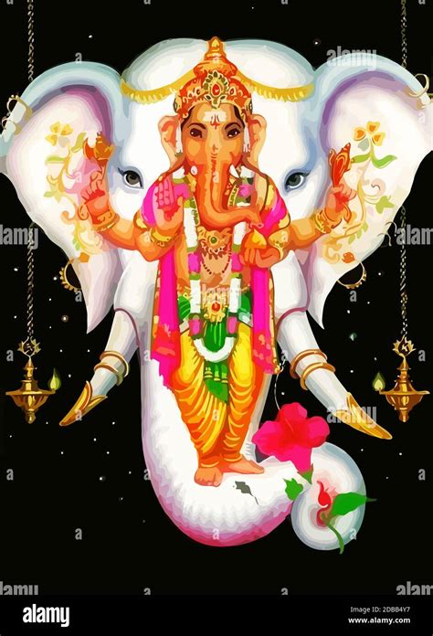 god Ganesha hindu white holy illustration Stock Photo - Alamy