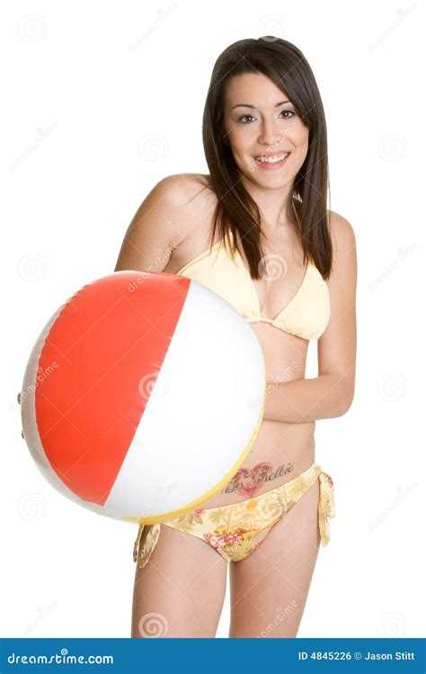 Beach Ball Bikini Girl Stock Photo Image Of Smile Isolated 4845226