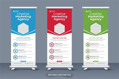 Creative Marketing Agency Roll Up Banner Design With Red Blue And