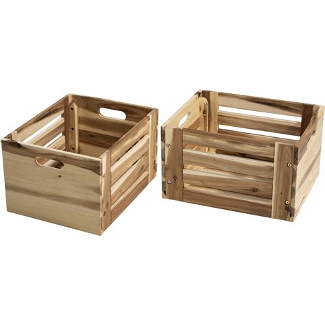 eHemco Solid Wood Storage Crates, Natural, Set of 2 - Walmart.com