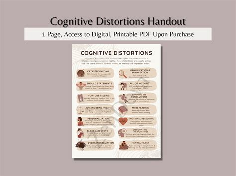 Cognitive Distortions Handout Educational Therapy Aid And Tool Etsy