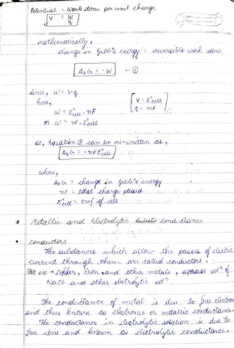 SOLUTION ELECTROCHEMISTRY Hand Written Notes Part 2 Including