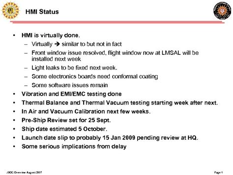 Hmi Status Hmi Is Virtually Done