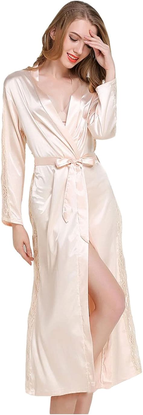 Casa Peignoir Satin Robe De Chambre Kimono Femme Sortie De Bain Longue