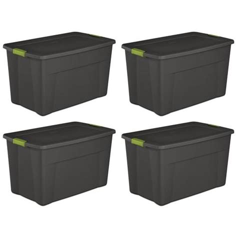 Sterilite Corporation 8 Pack Sterilite 35 Gallon 140 Quart Black Tote With Latching Lid At