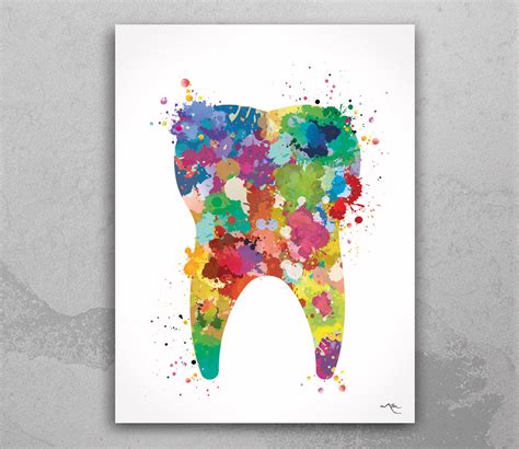 Tooth Art Watercolor Print Teeth Abstract Anatomical Art Etsy