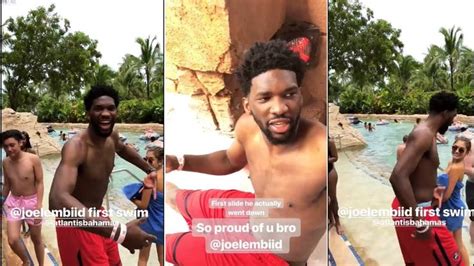 Joel Embiid Terrified To Go Down A Water Slide 🌊😂 Water Slides Basketball Videos Terrified