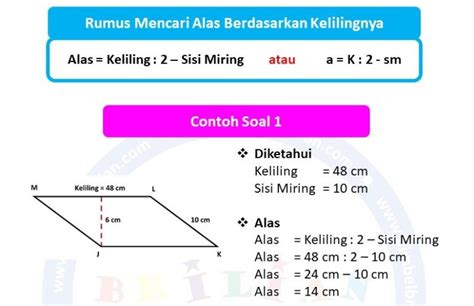 Rumus Cara Mencari Alas Jajar Genjang Yang Diketahui Kelilingnya