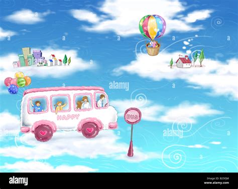 Bus In The Sky Stock Photo Alamy