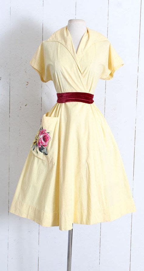 Vintage 1950s Dress vintage 50s yellow wrap dress by Dorian | Vintage ...