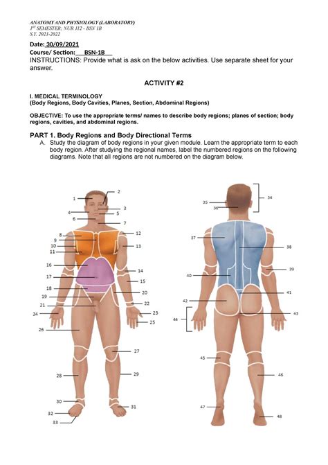 Anatomy Physiology Lab Activity 2 - 1 ST SEMESTER; NUR 112 - BSN 1B S. 2021- Date: 30/09/ Course ...