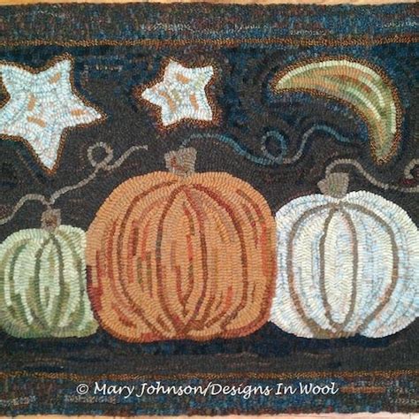 Rug Hooking Pattern Crow And Pumpkin 14 X 20 Etsy