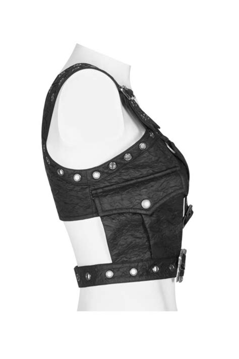 Teuta Off The Shoulder Armour Strap Vest By Punk Rave Gothic Corsets