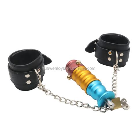 Metal Handcuffs Locking Anal Plug Male Chastity Device Adult Couple