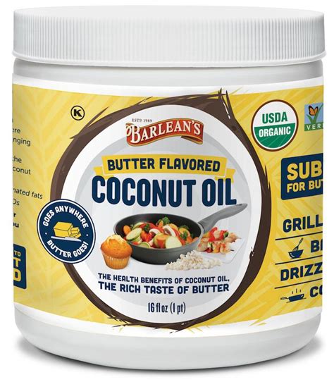 Barleans Organic Oils Butter Flavored Coconut Oil 16