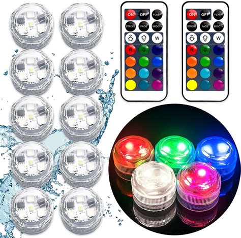 Rikiss Lot de 10 mini bougies LED submersibles étanches à piles avec