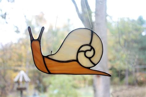 Snail Stained Glass Suncatcher Glass Art Etsy Glass Art Stained Glass Art