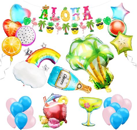 28 Pcs Hawaiian Luau Birthday Party Decorations Tropical Party Decorations Aloha