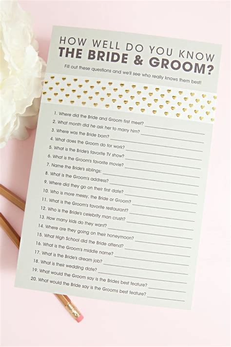 "How Well Do You Know the Bride and Groom?" Game | 25 Free Bridal ...