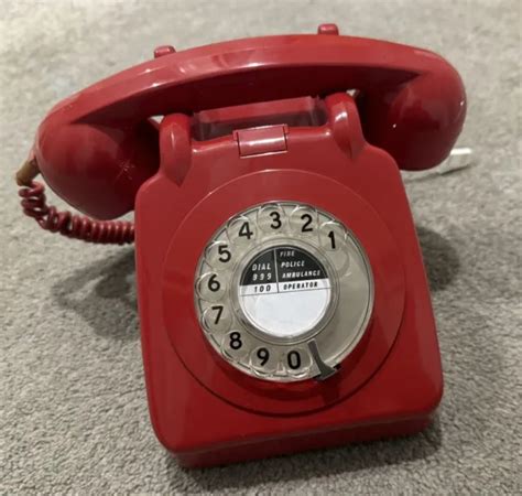 VINTAGE LACQUER RED GPO 706 Rotary Dial Telephone Classic Retro Phone