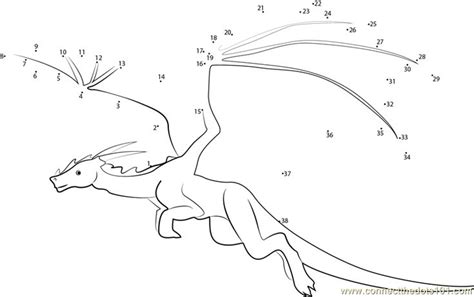 Green Dragon Flying Dot To Dot Printable Worksheet Connect The Dots