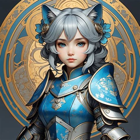 Cutejapanese Cat Girlblue Gray Hairhetrochr