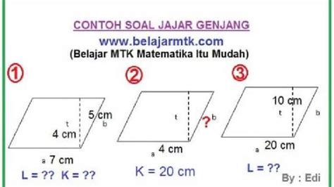 Rumus Luas Dan Keliling Jajar Genjang Beserta Contoh Soal