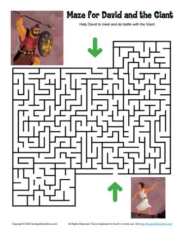 Maze For David And Goliath On Sunday School Zone