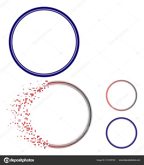 Broken Pixelated Halftone Double Circle Frame Icon Stock Vector Image