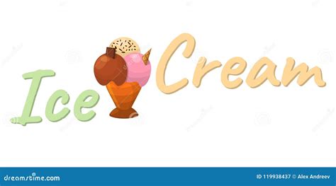 Ice Cream Cartoon Icon. Summer Sundae Logo and Label for Ice Cream Shop ...