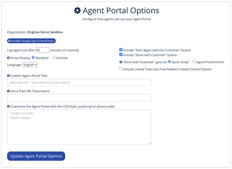 Agent Portal Options: Customizing the Agent Portal – Zingtree Help Center