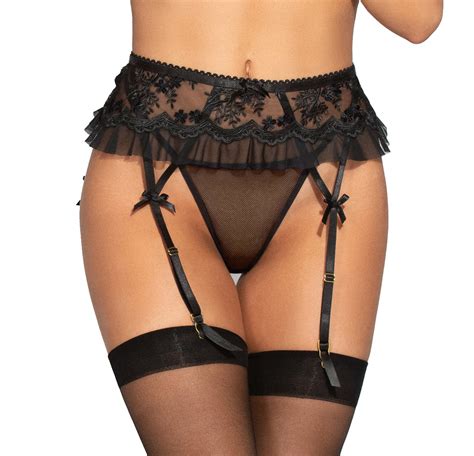 Lacy Line Sexy Embroidered Garter Belt 2 Pc Set