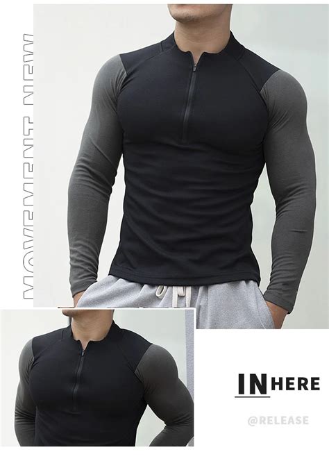 Compression Zipper Men's Fitness T Shirt - Men's Fitness Apparel, Men's ...