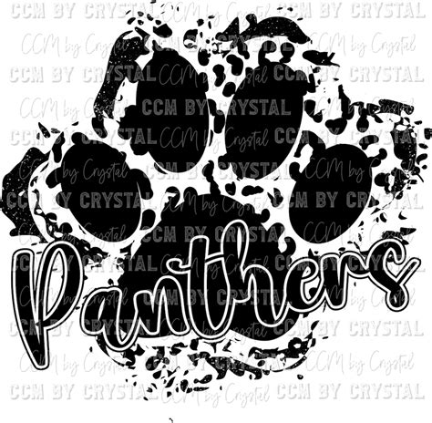 Panthers Paw Png Leopard Print And Glitter Black And White Etsy