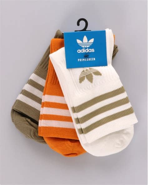 Adidas Originals Mid Cut Crew Sock 3 Pack Whiteorangekhaki 80s