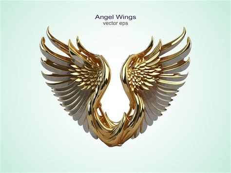 Premium Vector Golden 3d Colorful Bird Wings Logo Angel Wings