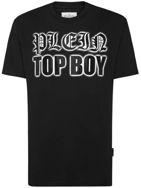 Philipp Plein Crystal Embellished Cotton T Shirt Black Farfetch