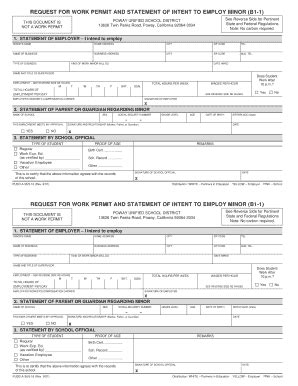 Fillable Online Request For Work Permit And Statement Of Intent To