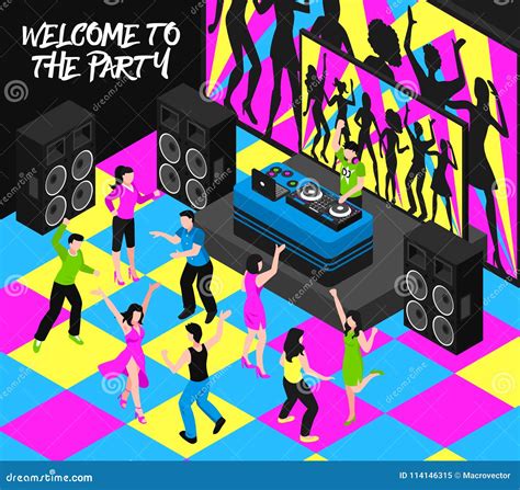 Dj And Party Isometric Illustration Stock Vector Illustration Of